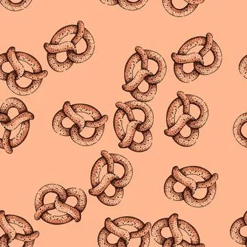 Pattern twist pretzel sketch hand drawn Stock Illustration