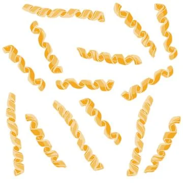 A pattern of twisted yellow fusilli pasta. For snack, breakfast. Home made healt Stock Illustration