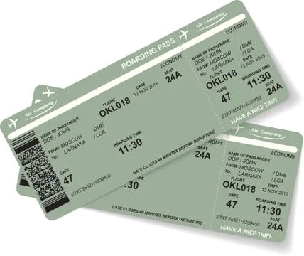Pattern of two airline boarding pass ticket Illustrazione stock