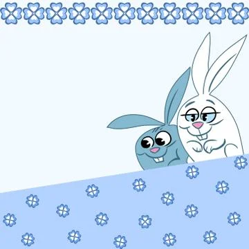 Pattern with two cartoon rabbits Stock Illustration