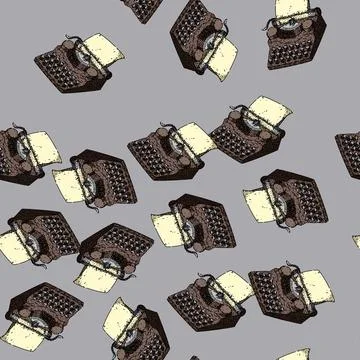 Pattern typewriter retro technology devices sketch hand drawn Stock-Illustration