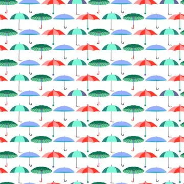 Pattern with umbrellas in flat style Stock Illustration