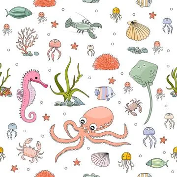 Pattern Underwater Seabed Ocean Sea Marine habitat Illustrazione stock