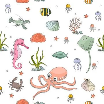 Pattern Underwater Seabed Ocean Sea Marine habitat Illustrazione stock