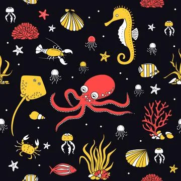 Pattern Underwater Seabed Ocean Sea Marine habitat Stock Illustration