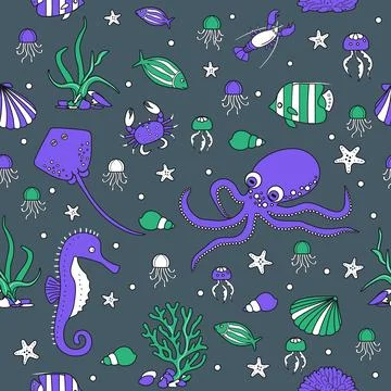 Pattern Underwater Seabed Ocean Sea Marine habitat Stock Illustration