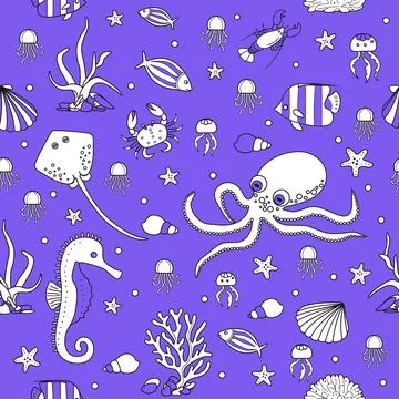 Pattern Underwater Seabed Ocean Sea Marine habitat Stock Illustration