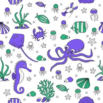 Pattern Underwater Seabed Ocean Sea Marine habitat Illustrazione stock