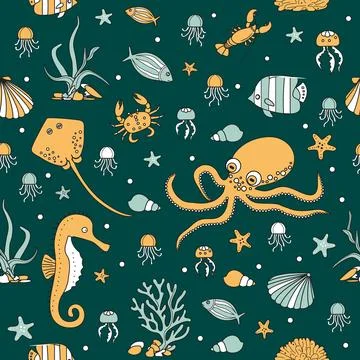 Pattern Underwater Seabed Ocean Sea Marine habitat Illustrazione stock