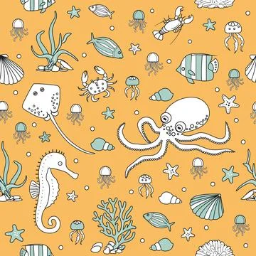 Pattern Underwater Seabed Ocean Sea Marine habitat Illustrazione stock