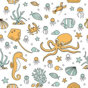 Pattern Underwater Seabed Ocean Sea Marine habitat 库存插图
