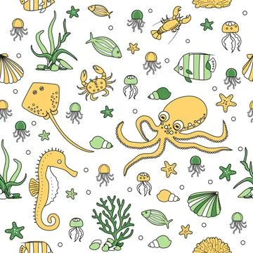 Pattern Underwater Seabed Ocean Sea Marine habitat Illustrazione stock