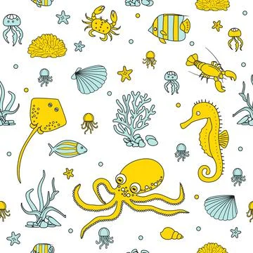 Pattern Underwater Seabed Ocean Sea Marine habitat 库存插图