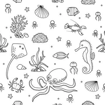 Pattern Underwater Seabed Ocean Sea Marine habitat Stock Illustration