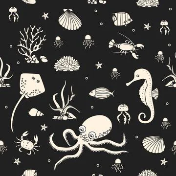 Pattern Underwater Seabed Ocean Sea Marine habitat Stock Illustration