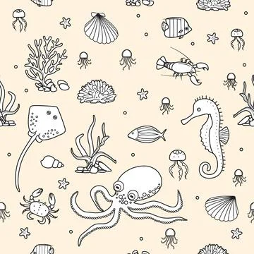 Pattern Underwater Seabed Ocean Sea Marine habitat Illustrazione stock
