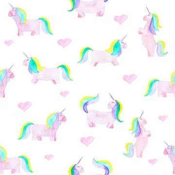 Pattern with unicorn, heart. Magic horse on the white background Illustrazione stock