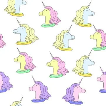 Pattern with unicorn. Magic horse on the white background Stock Illustration