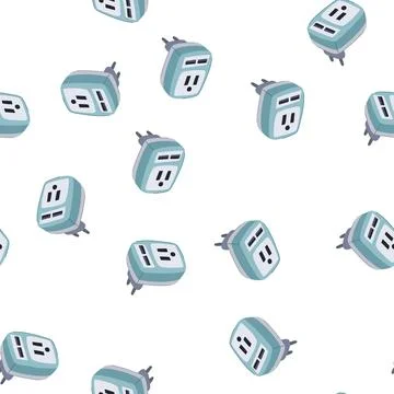 Pattern universal travel adapter cartoon vector Stock Illustration