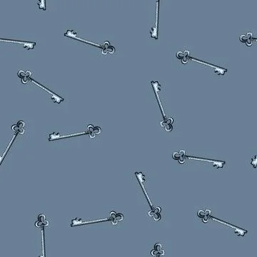 Pattern unlock skeleton key sketch hand drawn イラスト素材