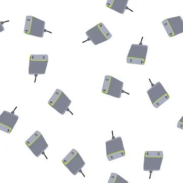 Pattern usb multi device charging station cartoon vector 库存插图