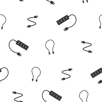 Pattern of USB splitters with ports and any cables. A splitter for your computer Stock Illustration