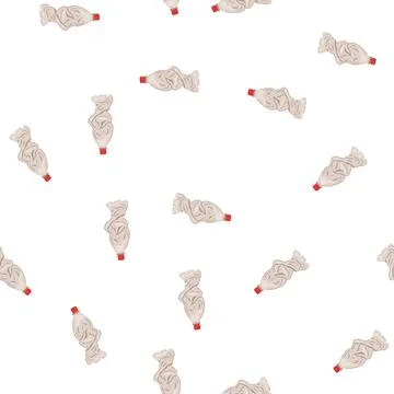 Pattern used crumpled plastic bottle cartoon vector Illustrazione stock
