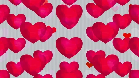 Pattern of valentines day red organ arranged in post multicolor with watercolour Stock-Footage 129797691