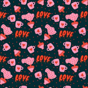 Pattern for Valentine's Day. Vector elements of romance and tenderness for Stock Illustration