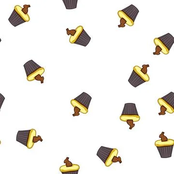 Pattern vanilla easter cupcake cartoon vector Stock Illustration