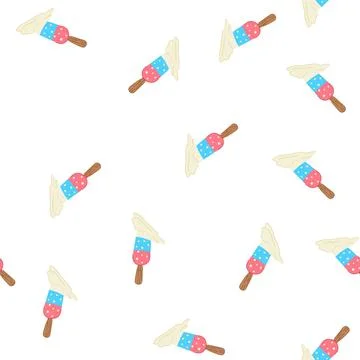 Pattern vanilla fallen ice cream cartoon vector Stock Illustration
