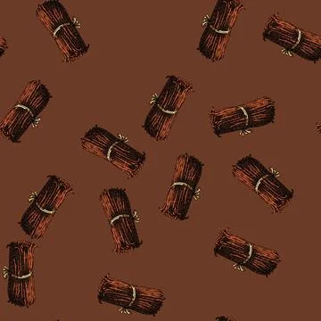 Pattern vanilla stick sketch hand drawn Stock Illustration