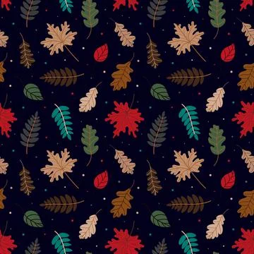 Pattern of various autumn leaves. vector illustration Stock Illustration