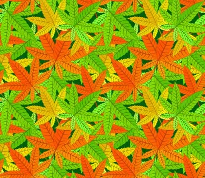 Pattern with various colored cannabis leaves Stock Illustration