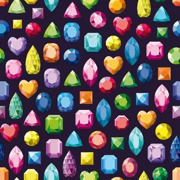 Pattern with various colored gemstones. Stock Illustration