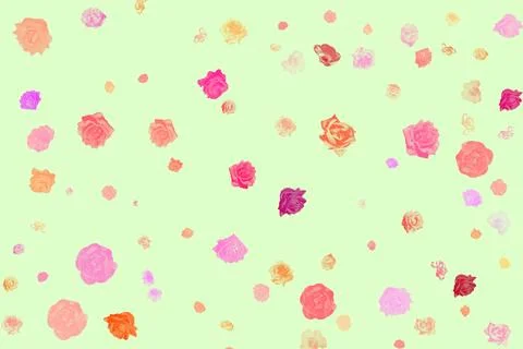 Pattern of various festive roses on pale green Ilustração Stock