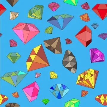 The pattern of various gems on a bright background Stock Illustration