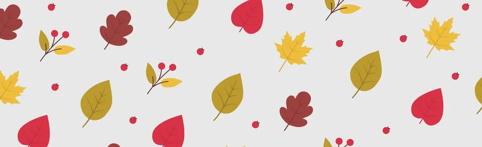 Pattern of various leaves on a white background - Vector Stock Illustration