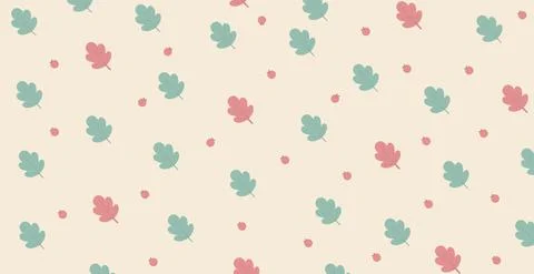 Pattern of various leaves on a white background - Vector Stock Illustration