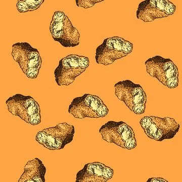 Pattern vector chicken nuggets sketch hand drawn Illustrazione stock