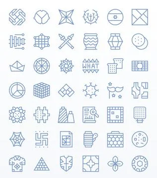Pattern Vector Icon Library with 42 Regular Line 128x128 Display Perfect De.. Stock Illustration