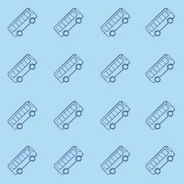 Pattern Vector illustration of a bus on a blue background. Public transport line Illustrazione stock