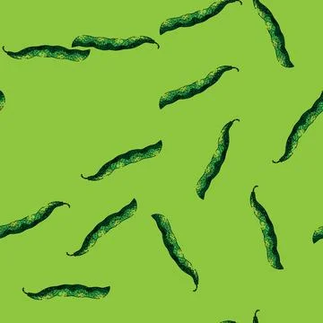 Pattern vegetable geen beans sketch hand drawn Stock Illustration