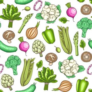 Pattern with vegetables for the keto diet. Stock Illustration