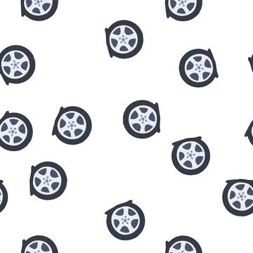 Pattern vehicle wheel experiencing a flat tire problem Stock Illustration