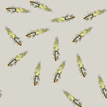 Pattern velocity bullet flying sketch hand drawn Stock Illustration
