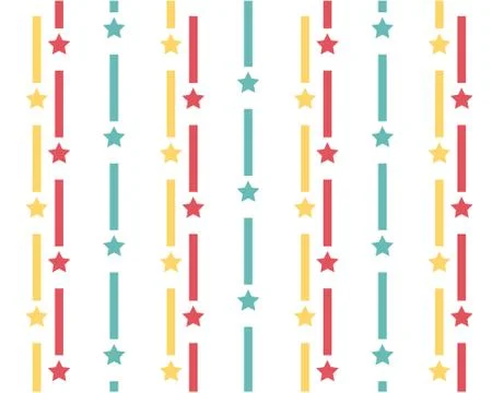 The pattern of vertical colored lines and stars on a white background Illustrazione stock