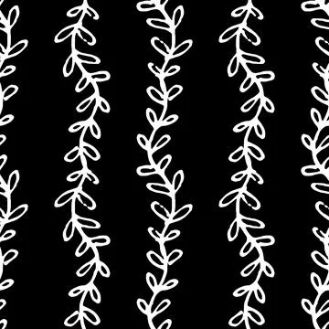 A pattern of vertical wavy lines with rounded leaves. Seamless pattern of vector Illustrazione stock