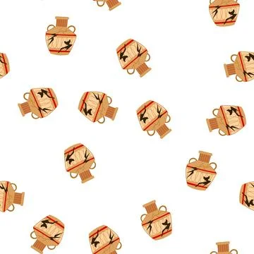 Pattern vessel broken antique pot cartoon vector Stock Illustration