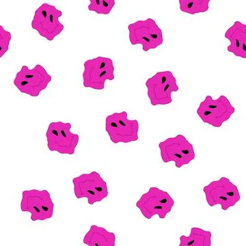 Pattern vibes psychedelic smile cartoon vector Stock Illustration